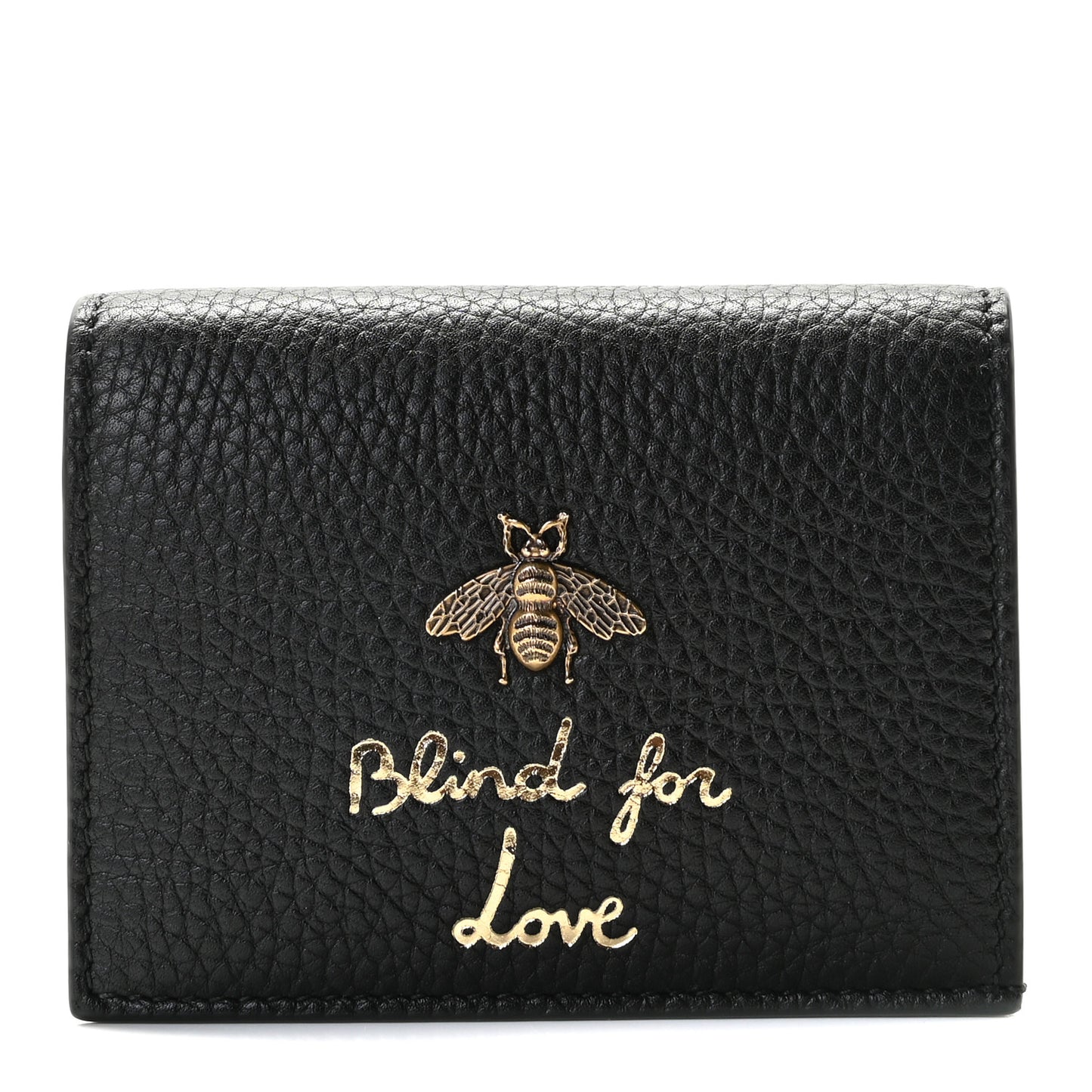 Pebbled Calfskin Animalier Card Case Black