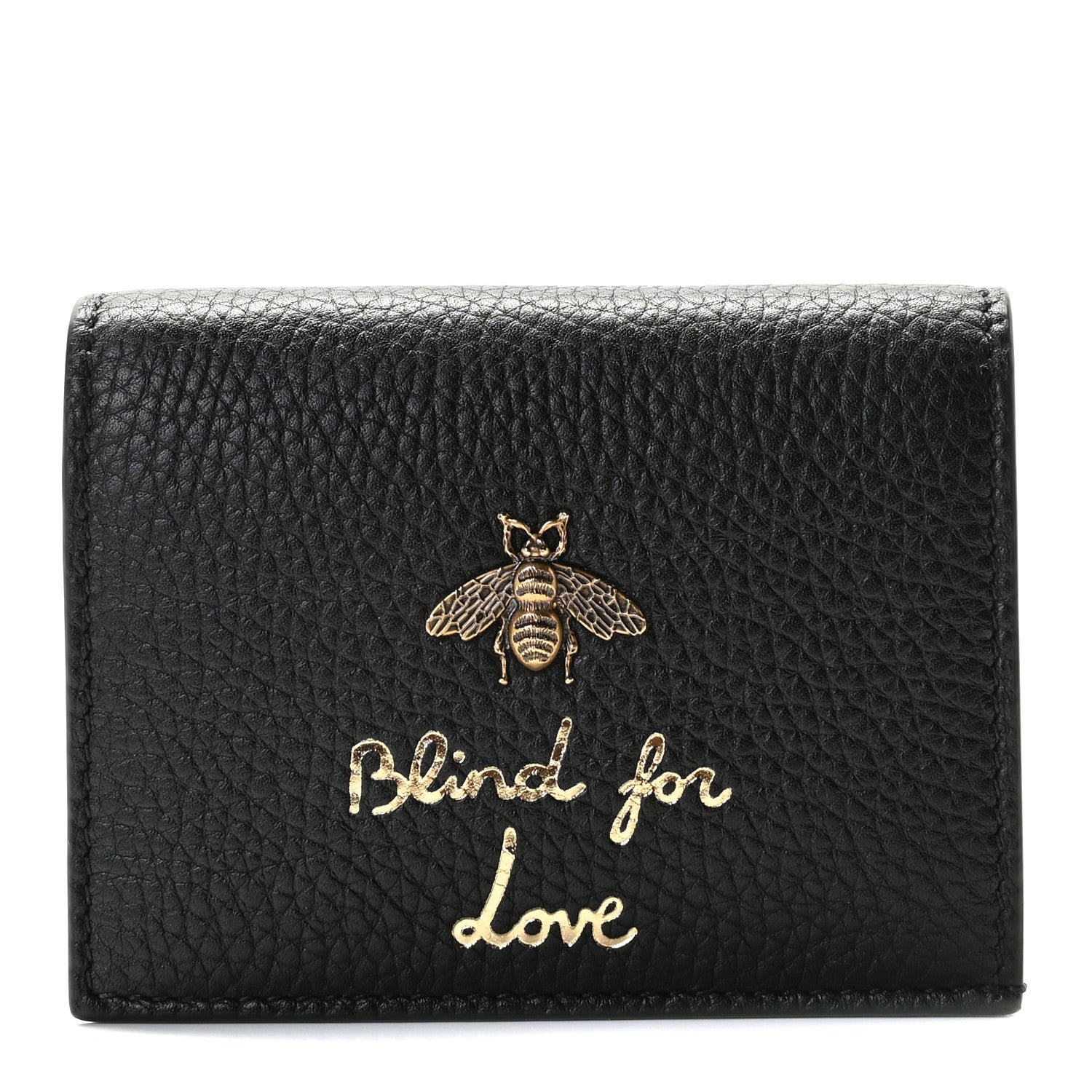 Gucci Pebbled Calfskin Animalier Card Case Black 6 of 20