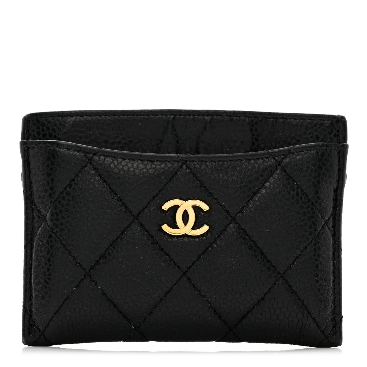 Caviar Quilted Card Holder Black