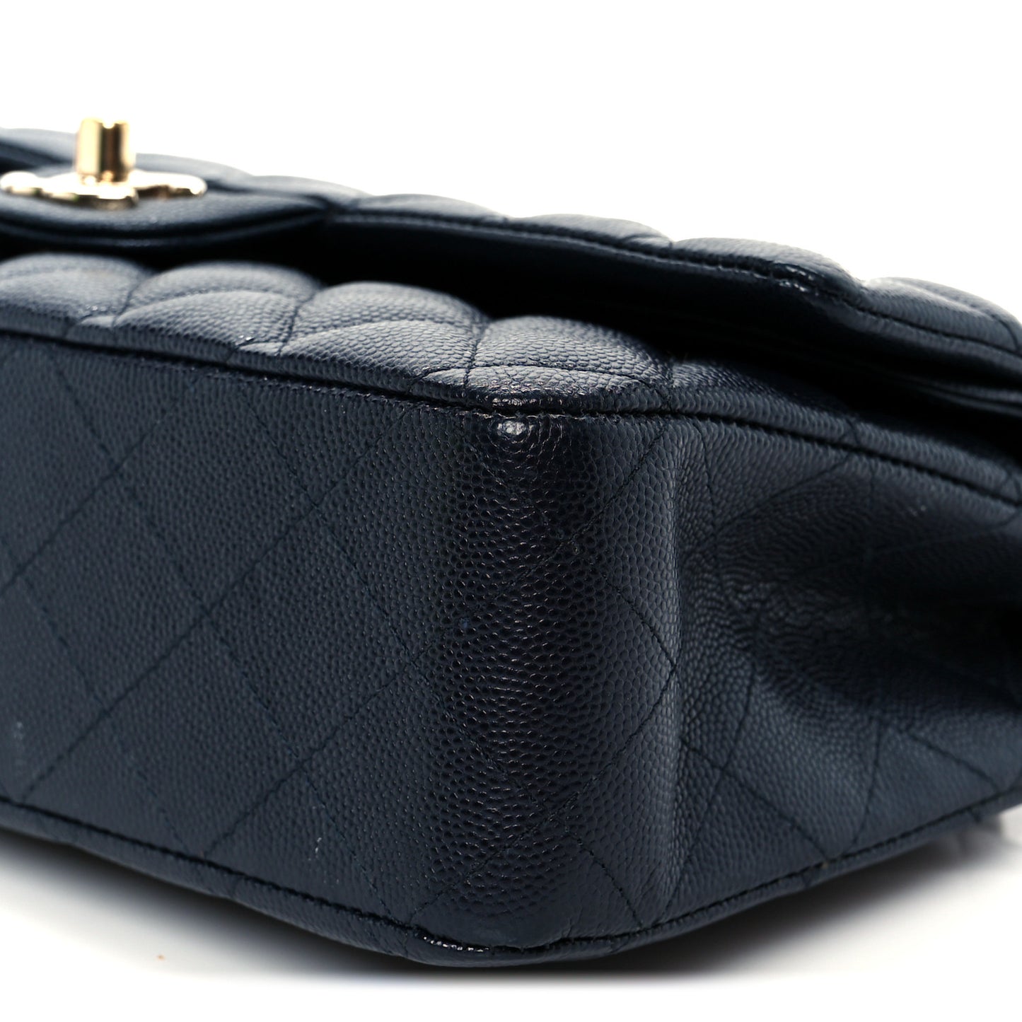 Caviar Quilted Medium Double Flap Navy