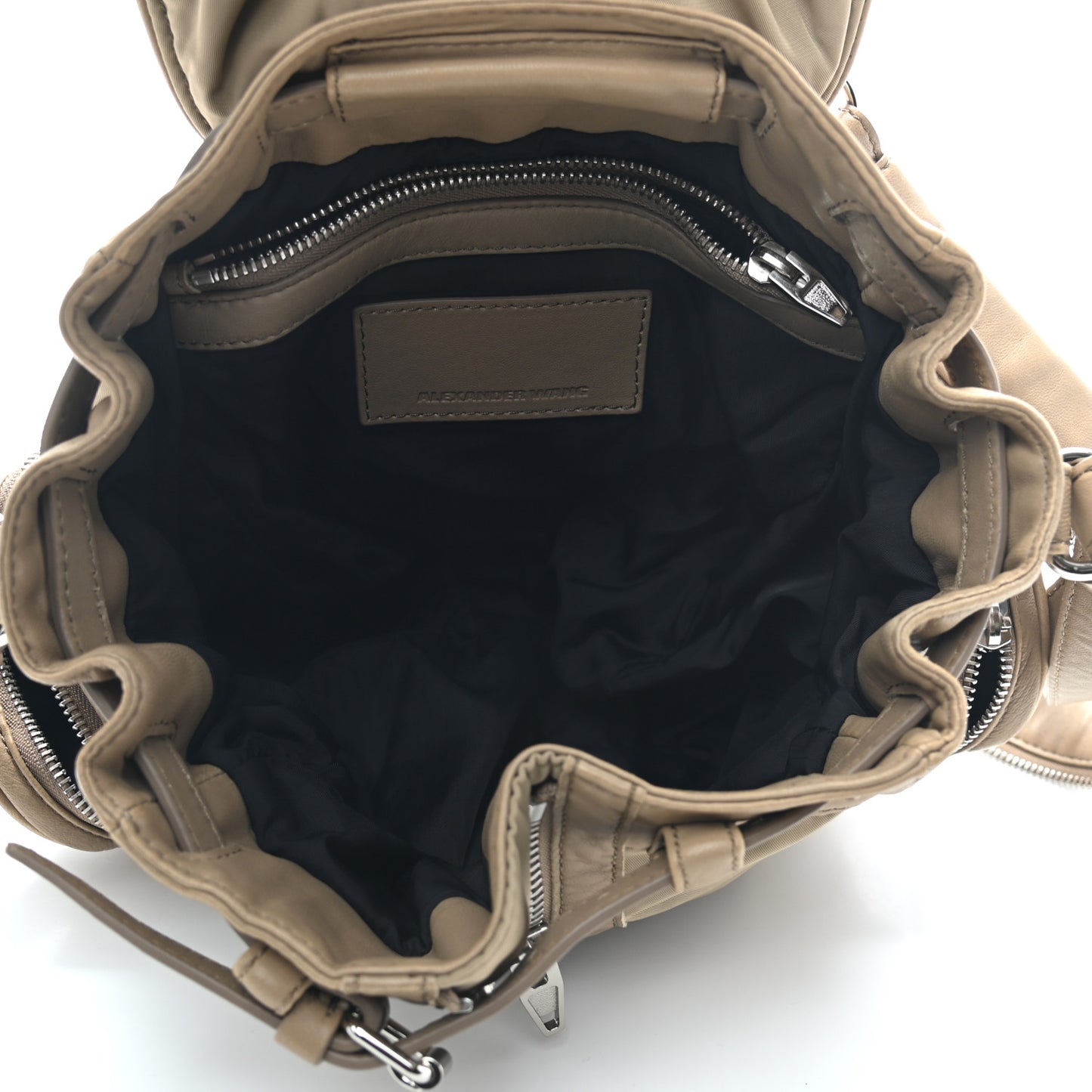 Lambskin Nylon Mini Marti Backpack Khaki