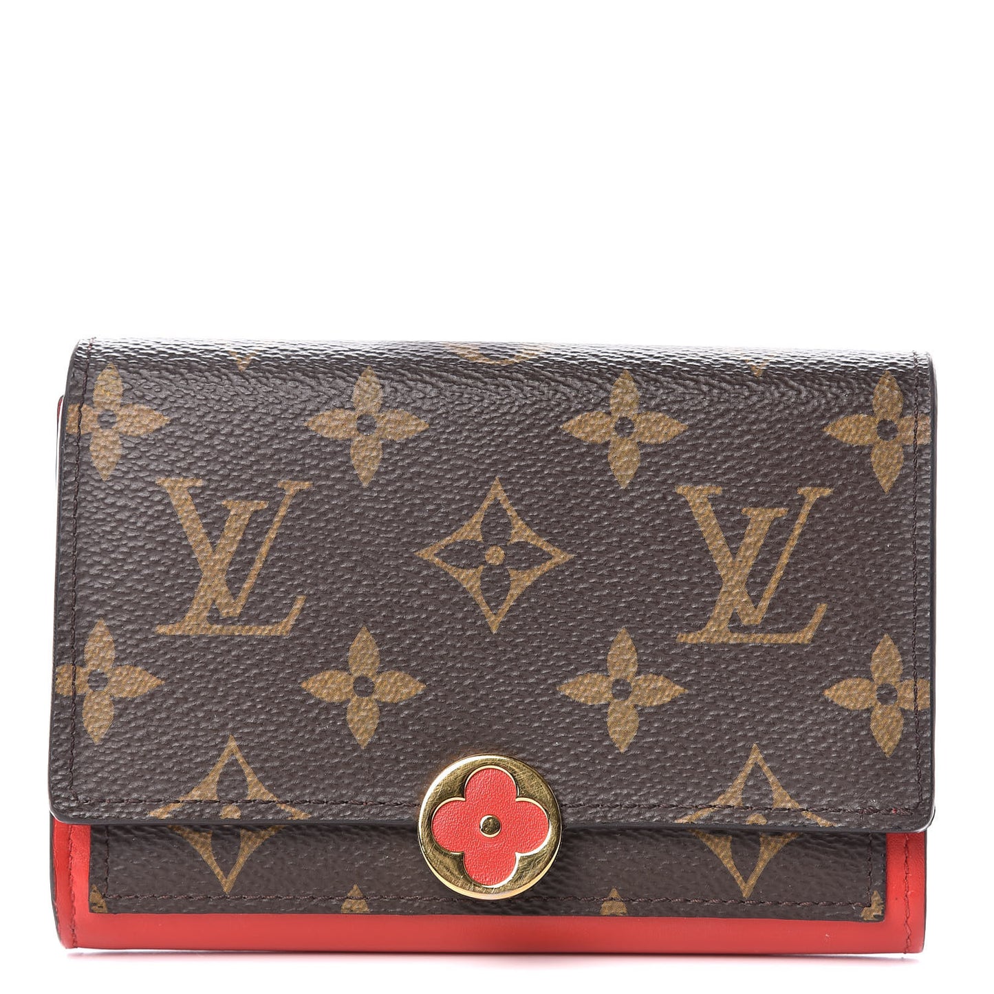 Monogram Flore Compact Wallet Coquelicot