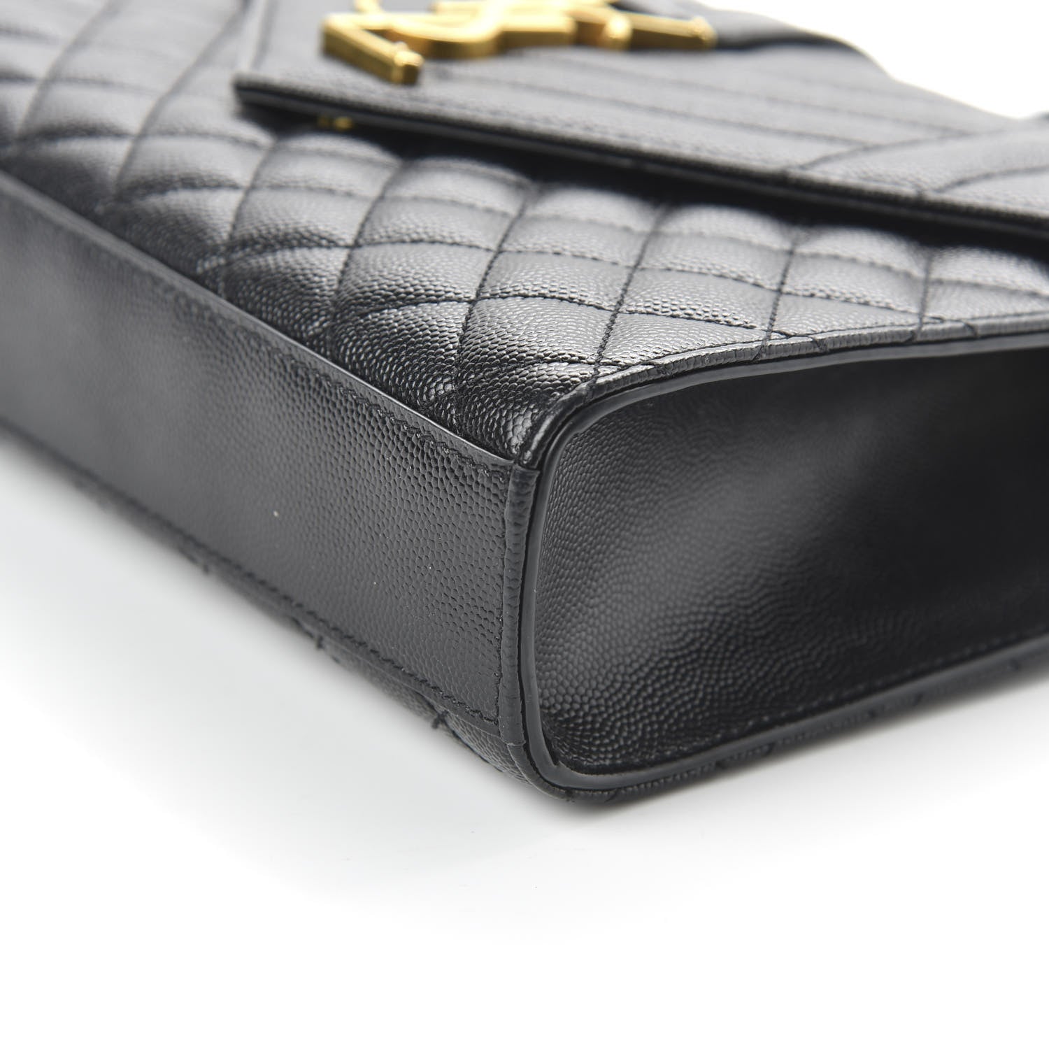 Saint Laurent Grain De Poudre Textured Mixed Matelasse Triquilt Medium Monogram Satchel Black 7 of 10