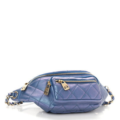 Chanel Iridescent Calfskin Quilted All About Waist Belt Bag Blue 4 of 11