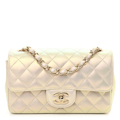 Chanel Iridescent Lambskin Quilted Mini Rectangular Flap Ivory 1 of 11