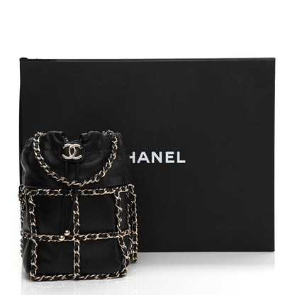 Chanel Lambskin Bucket Chain Drawstring Bag Black 9 of 9
