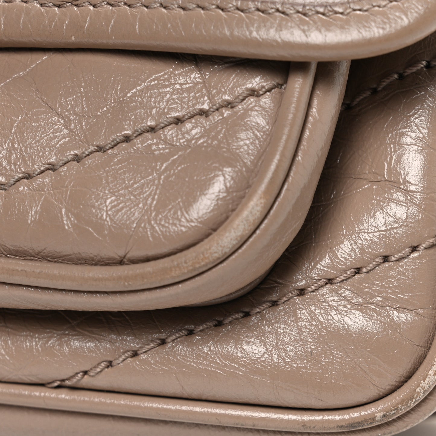 Crinkled Calfskin Matelasse Monogram Baby Niki Chain Satchel Natural Tan