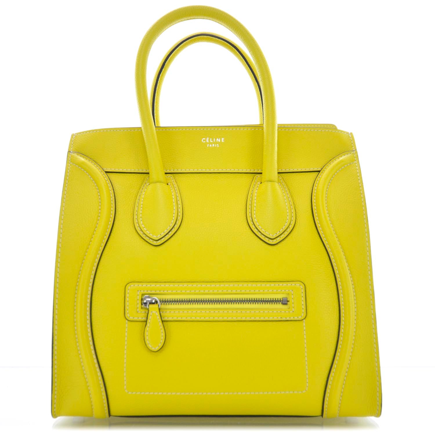 Celine Drummed Calfskin Mini Luggage Citron 1 of 10
