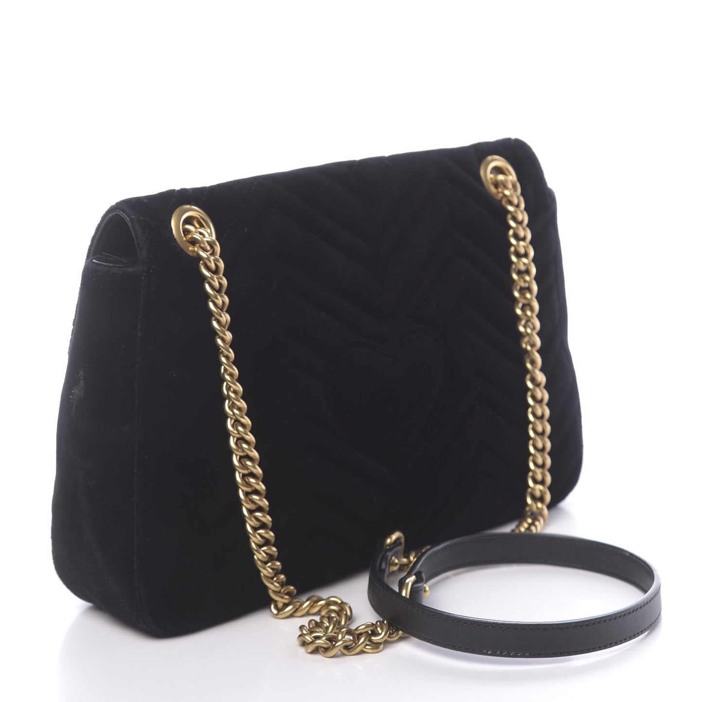 Velvet Matelasse Medium GG Marmont Shoulder Bag Black