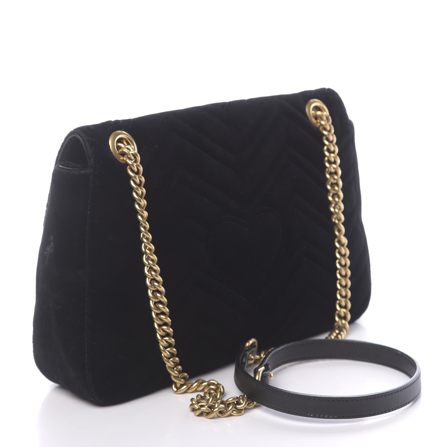 Gucci Velvet Matelasse Medium GG Marmont Shoulder Bag Black 3 of 15