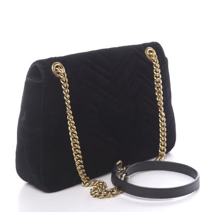 Gucci Velvet Matelasse Medium GG Marmont Shoulder Bag Black 3 of 15