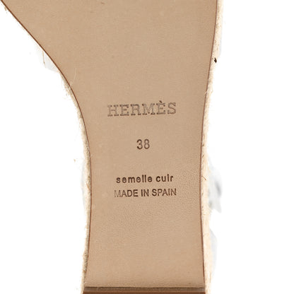 Hermes Goatskin Elda Espadrille Wedge Sandals White 6 of 12