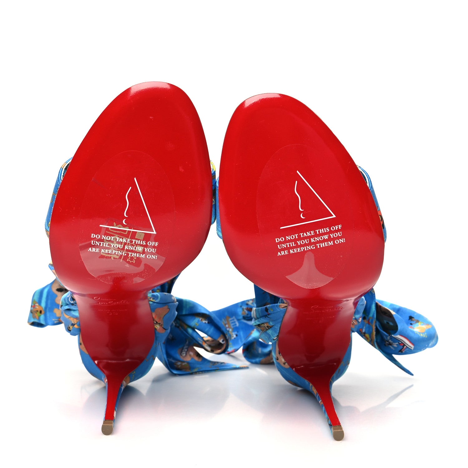 Christian Louboutin Crepe Satin Greekaba Du Desert 100 Sandal 39 Blue Multicolor 5 of 8