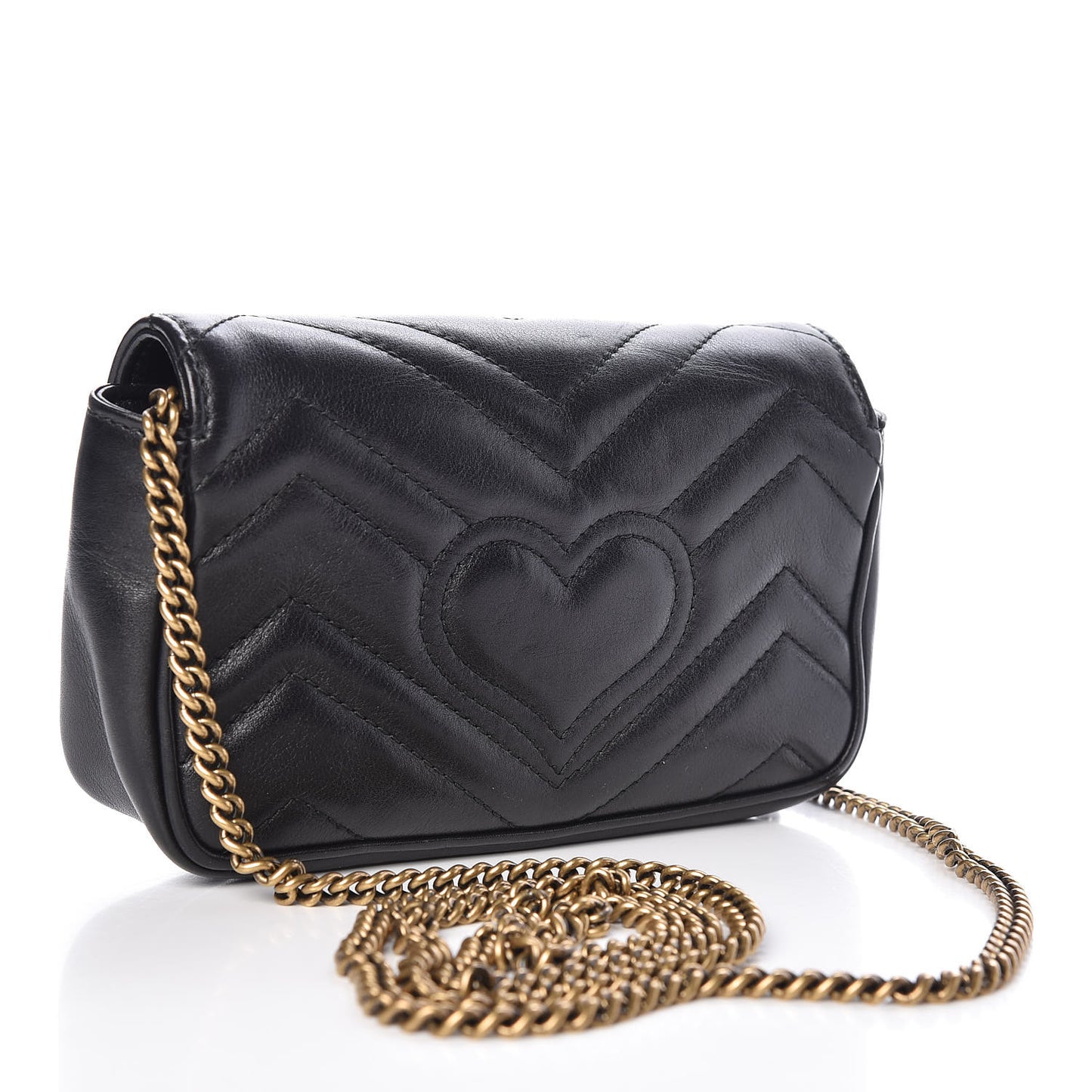 Calfskin Matelasse Super Mini GG Marmont Shoulder Bag Black