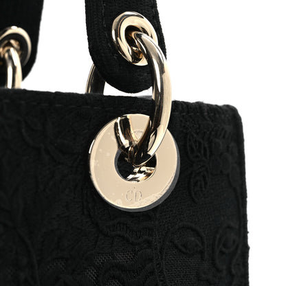 Christian Dior Canvas Embroidered Toile de Jouy Soleil Medium Lady D-Lite Black 10 of 11