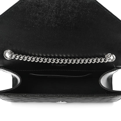 Saint Laurent Grain De Poudre Textured Mixed Matelasse Triquilt Small Monogram Satchel Black 4 of 9
