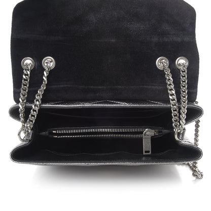 Saint Laurent Metallic Calfskin Y Quilted Monogram Small Loulou Chain Satchel Acciaio 6 of 10