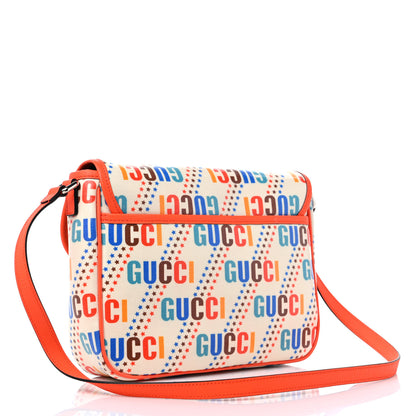 Gucci Coated Canvas Logo Star Print Childrens Messenger Bag Beige Multicolor Vibrant Orange 3 of 9
