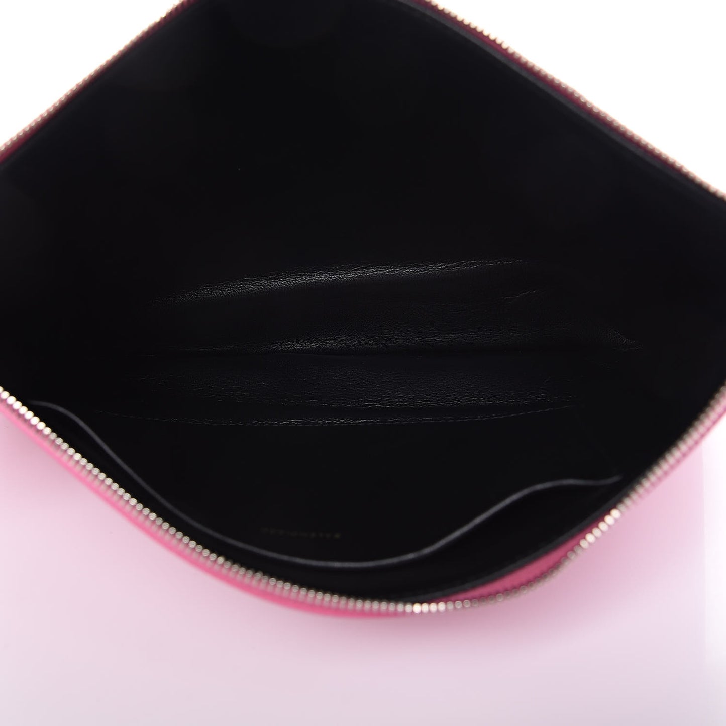 Signature Grained Calfskin Large Ville Zip Pouch Rose Bubblegum Black