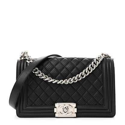 Chanel Lambskin Perforated Medium Boy Flap Black 1 of 10