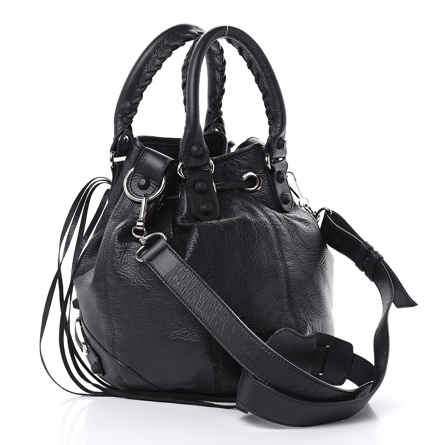 Balenciaga Matte Goatskin Rubber Covered Classic Hardware Mini Pompon Black 3 of 10