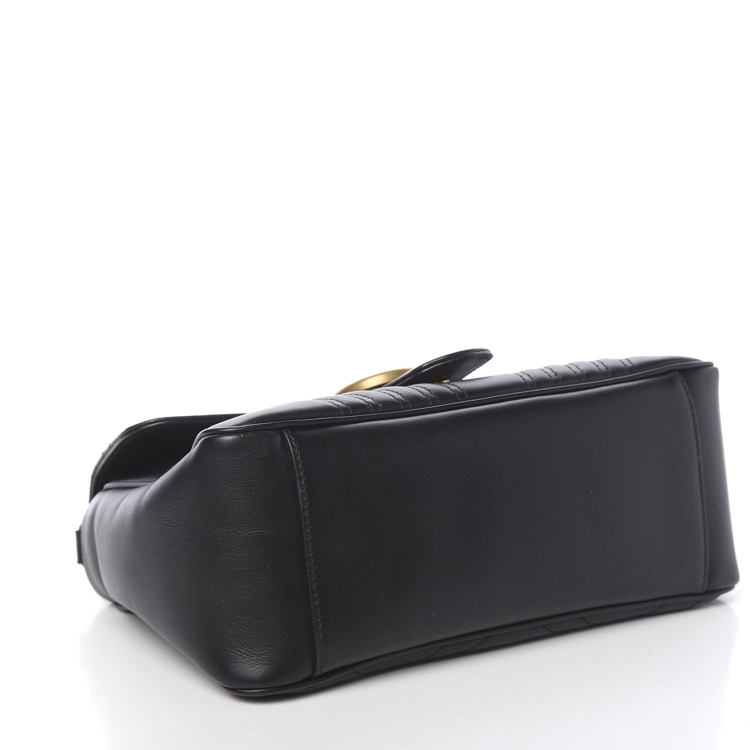 Gucci Calfskin Matelasse Small GG Marmont Top Handle Shoulder Bag Black 5 of 11