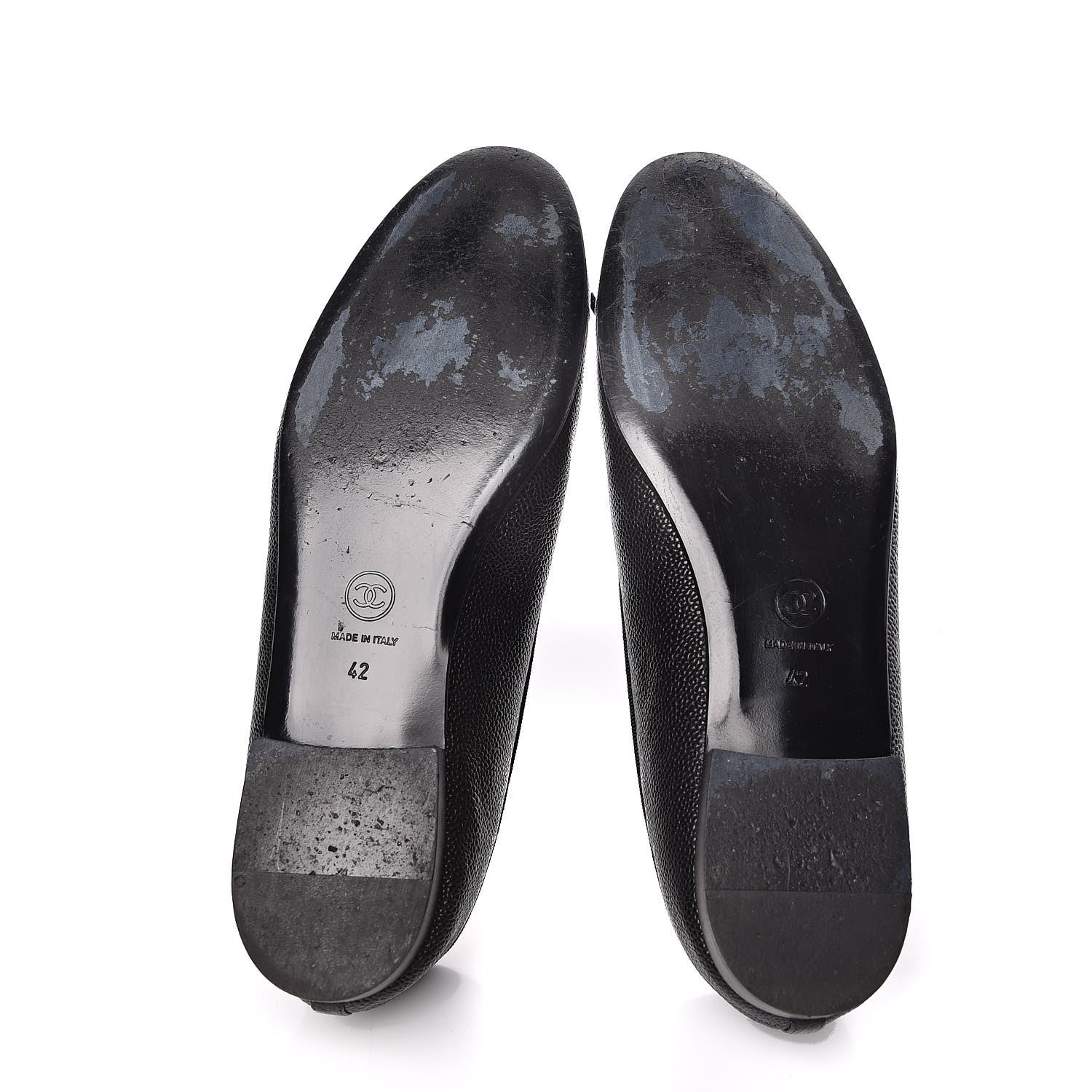 Chanel Caviar CC Cap Toe Ballerina Flats 42 Black 7 of 17