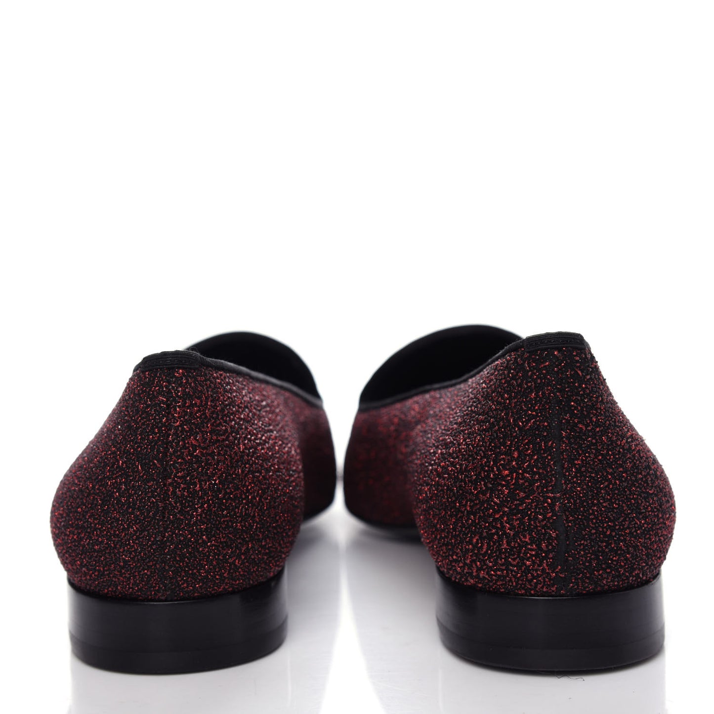 Metallic Calfskin Smoking Slipper Flat Loafers 38 Red Glitter