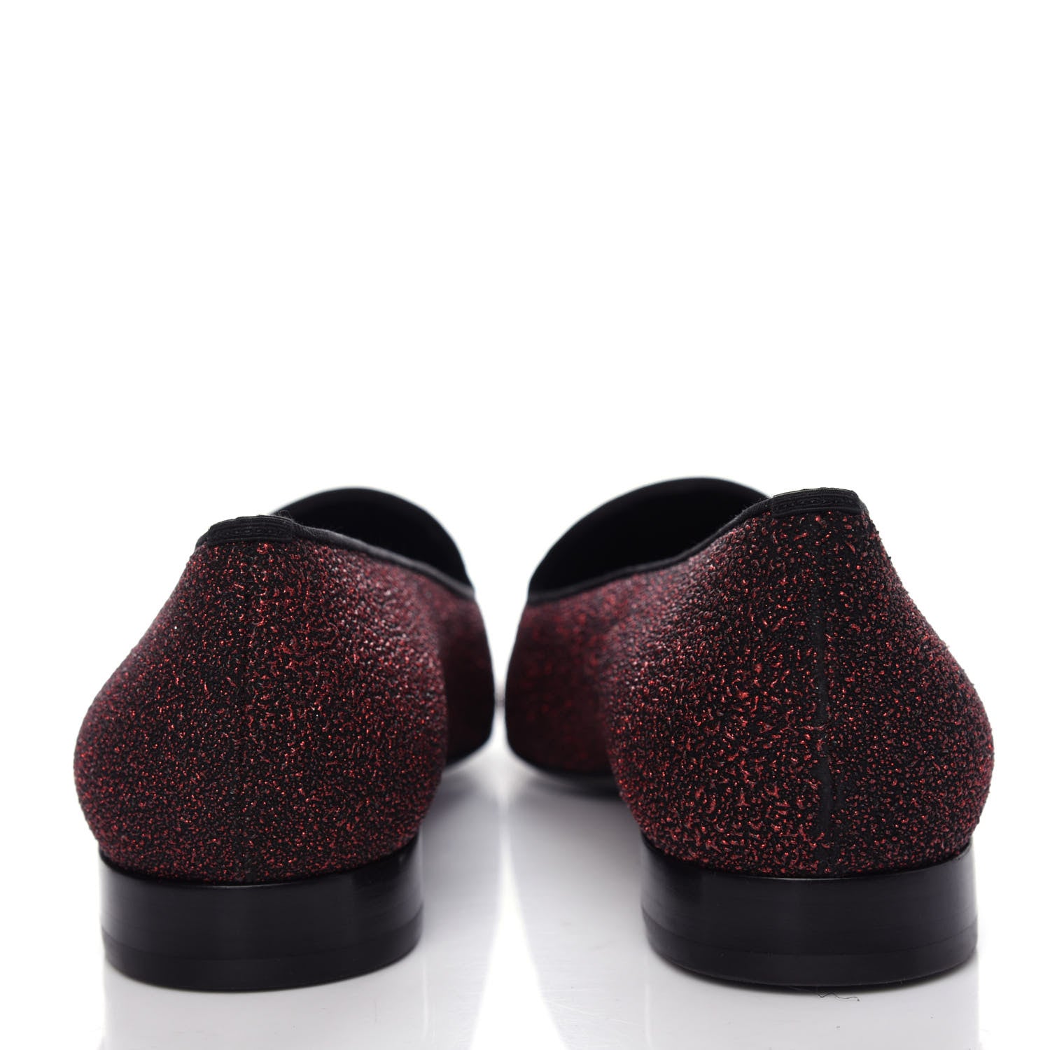 Saint Laurent Metallic Calfskin Smoking Slipper Flat Loafers 38 Red Glitter 7 of 11