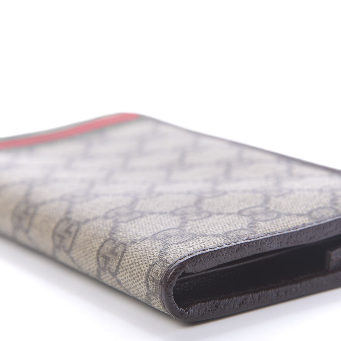 GG Supreme Monogram Web Zip Around Wallet Brown