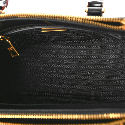 Prada Saffiano Vernice Small Galleria Double Zip Tote Black Rosso 5 of 9