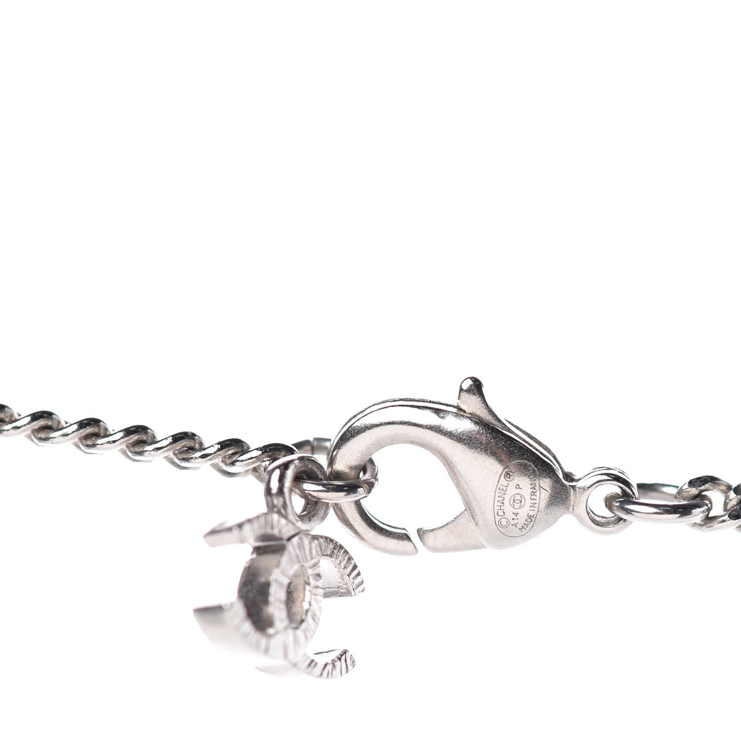 Chanel Crystal Large CC Necklace Silver 5 of 5