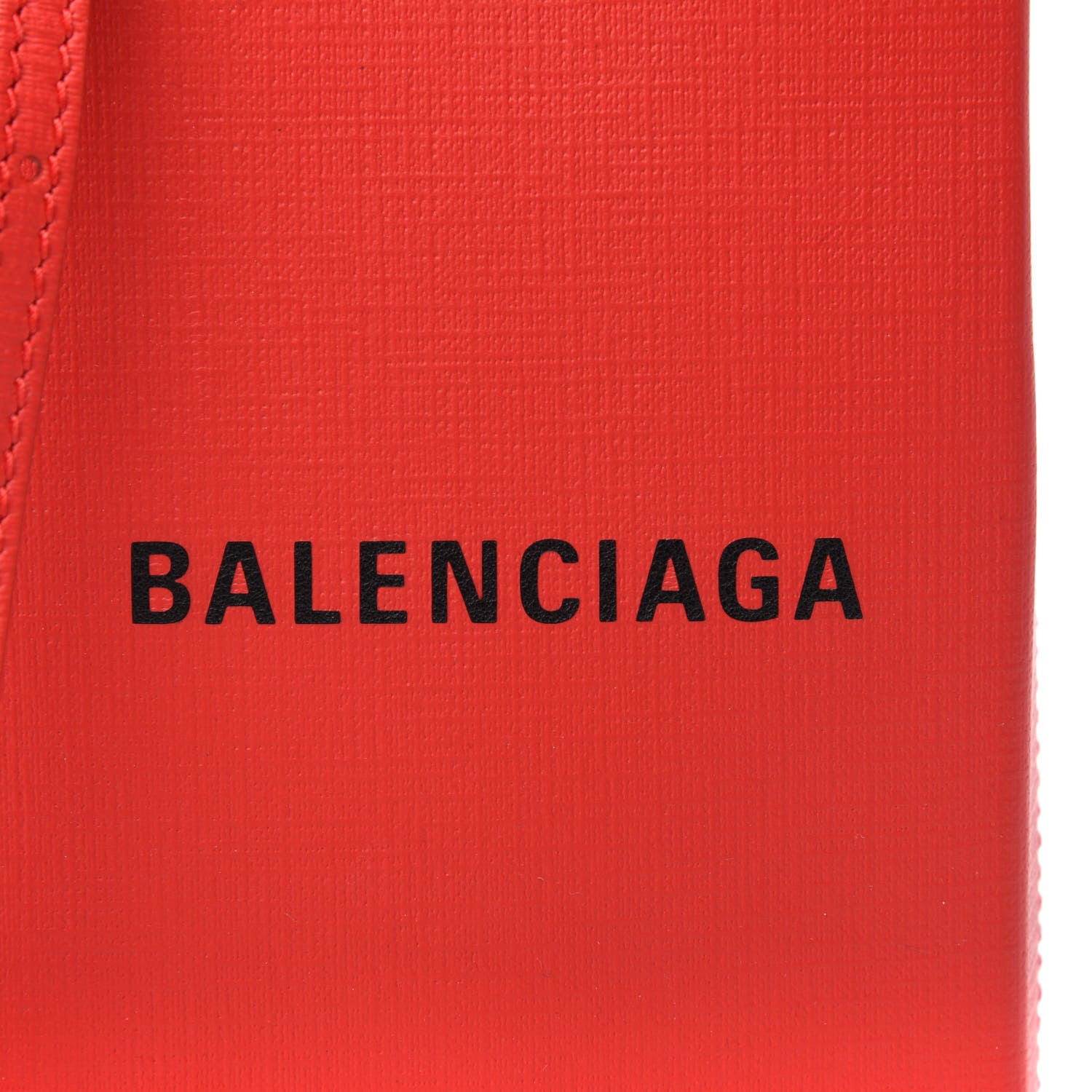 Balenciaga Squared Calfskin Logo Shopping Phone Holder Bag Red 10 of 10