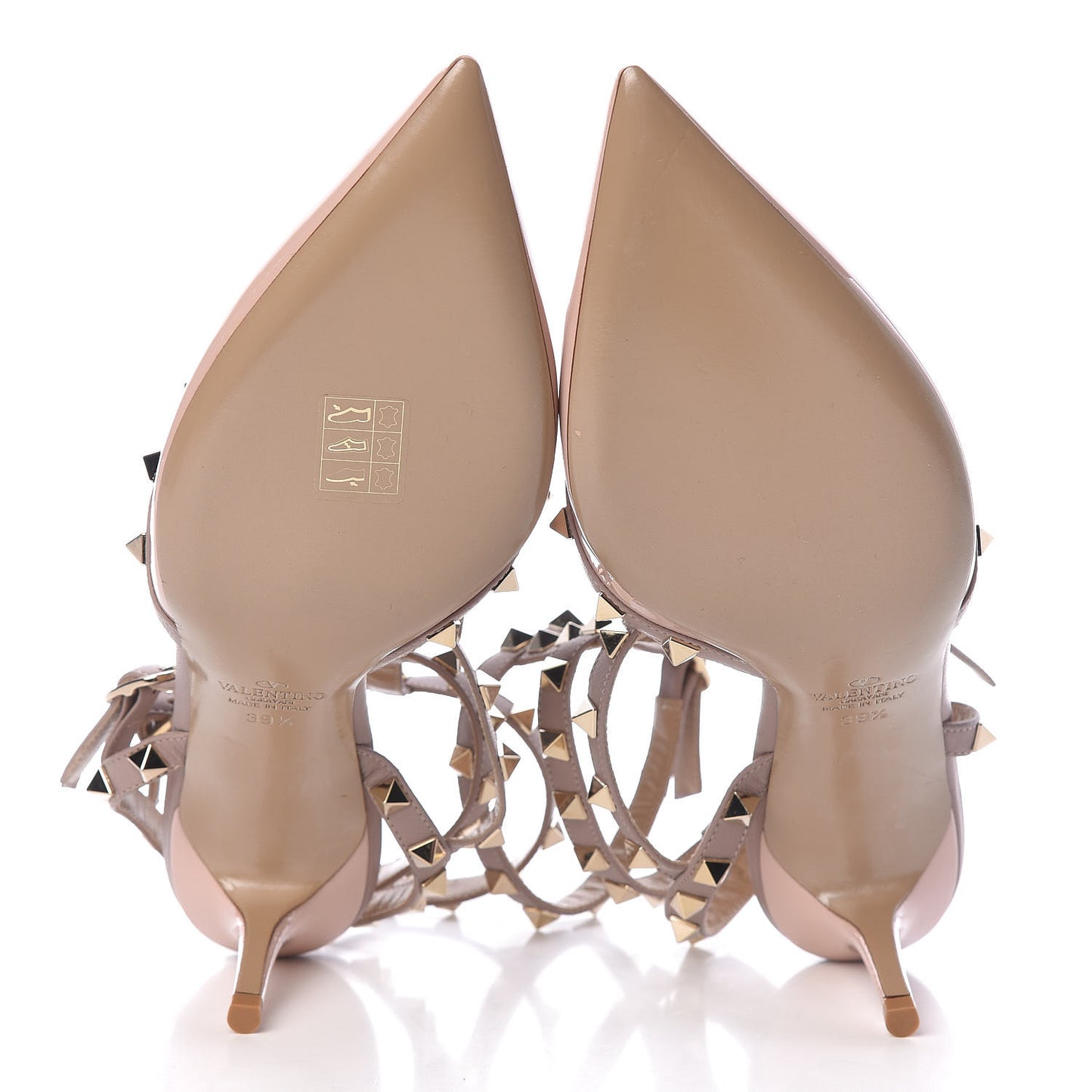 Patent Nappa Rockstud Ankle Strap 65mm Pumps 39.5 Water Rose Poudre