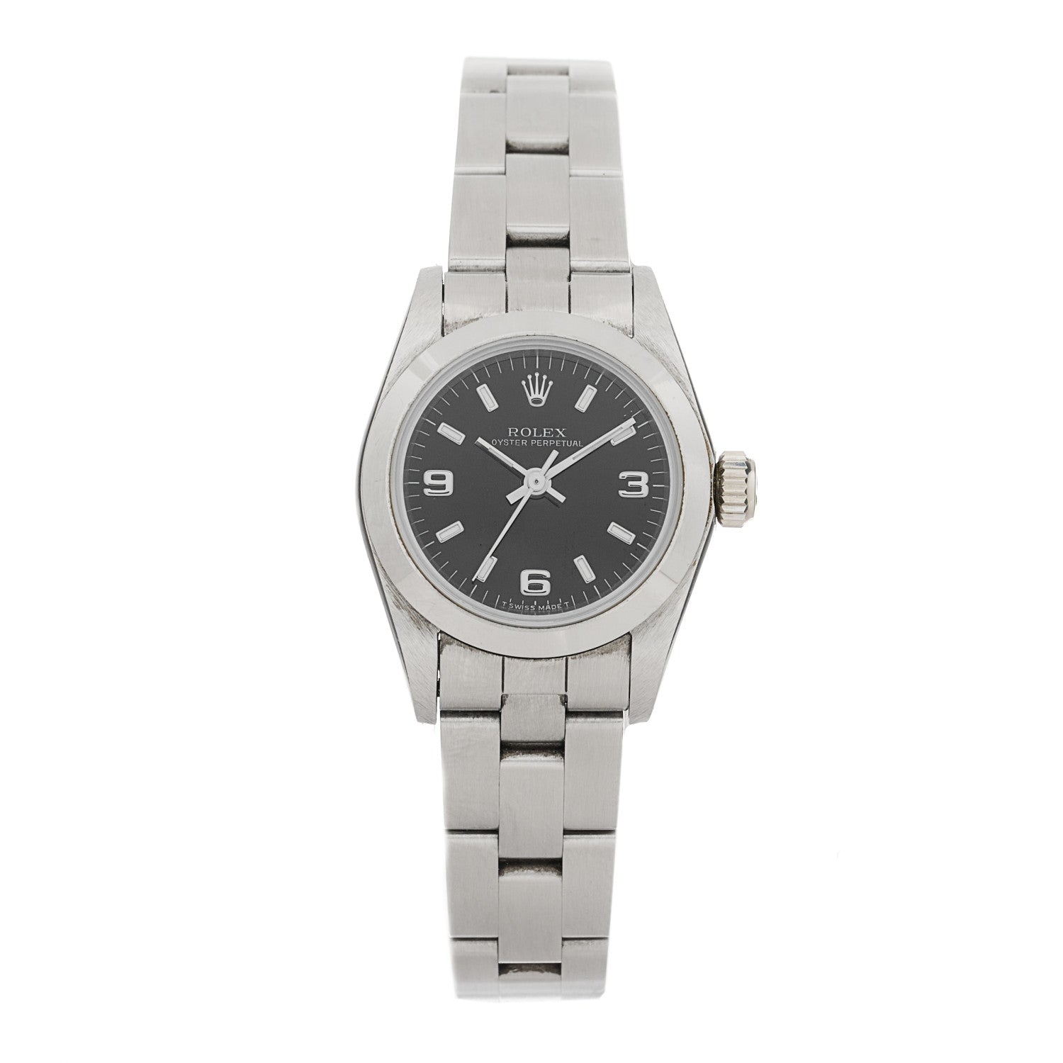 Rolex Stainless Steel 24mm Oyster Perpetual Watch Black 67180 1 of 5