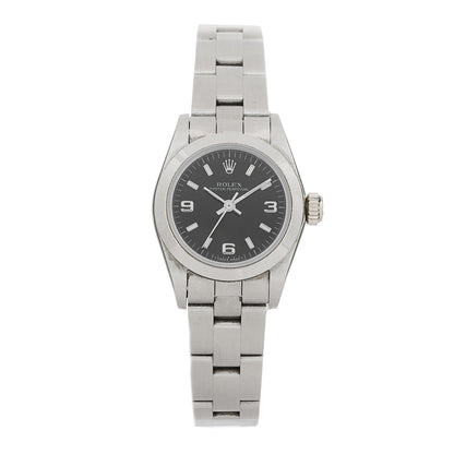 Rolex Stainless Steel 24mm Oyster Perpetual Watch Black 67180 1 of 5