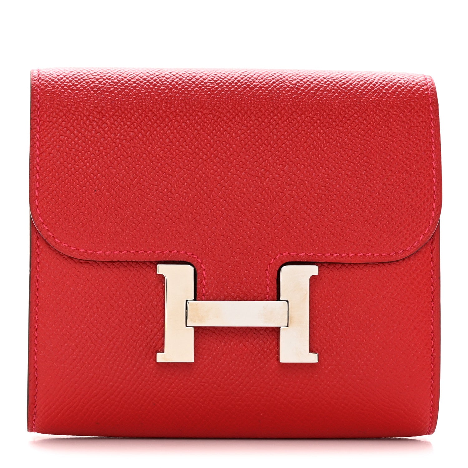 Hermes Epsom Constance Compact Passant Wallet Rouge Casaque 1 of 8