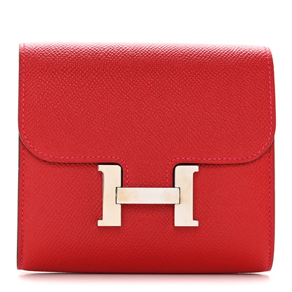 Hermes Epsom Constance Compact Passant Wallet Rouge Casaque 1 of 8
