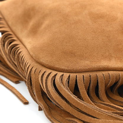 Saint Laurent Suede Fringe Flat Anita Crossbody Bag Light Ocre 8 of 8