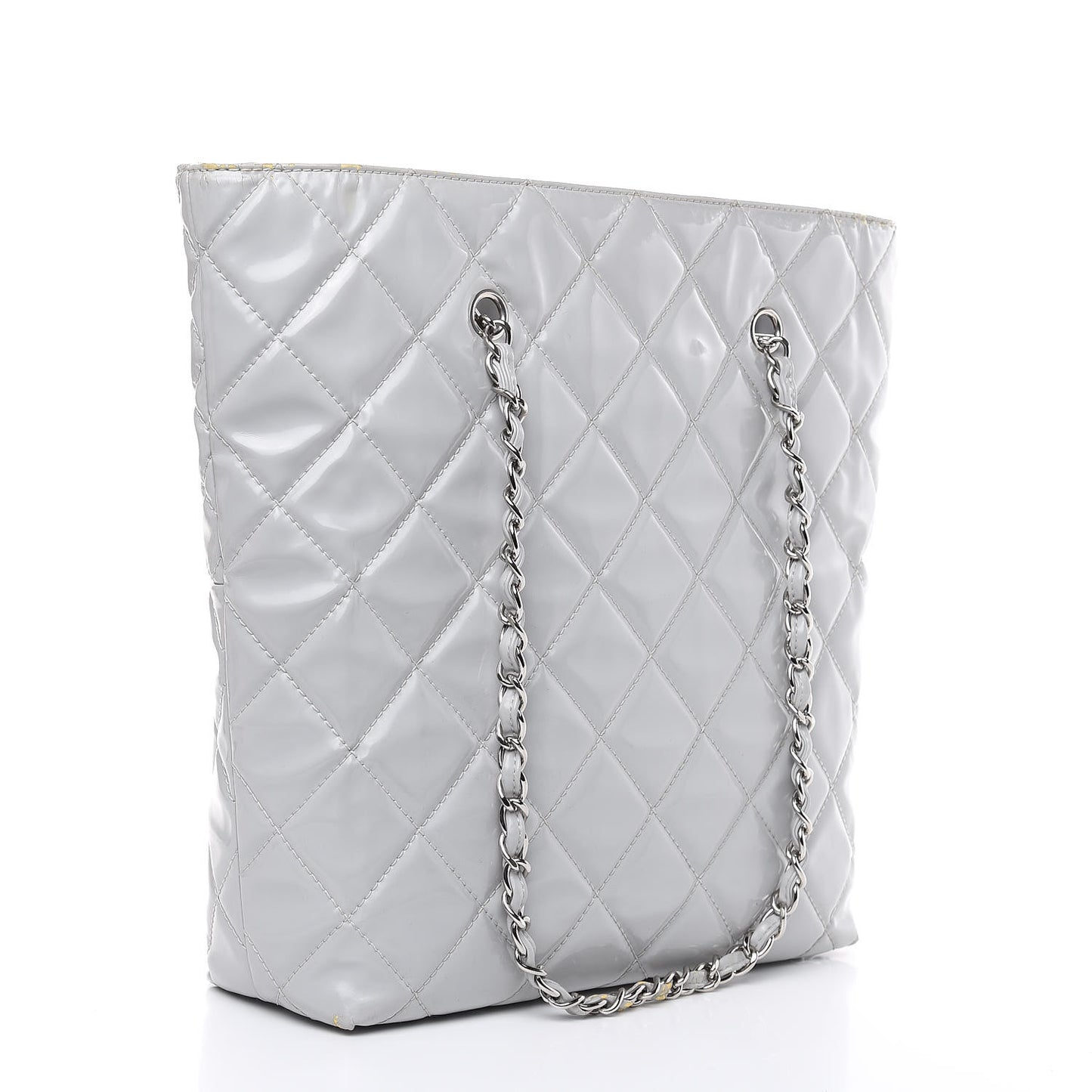 Vinyl Quilted In The Business North South Tote Light Grey