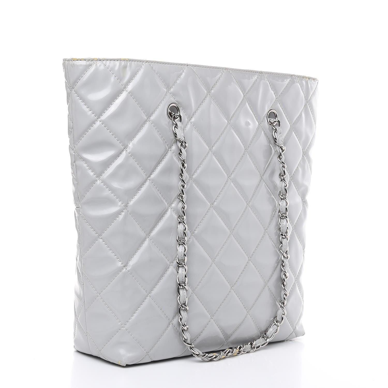 Chanel Vinyl Quilted In The Business North South Tote Light Grey 3 of 21