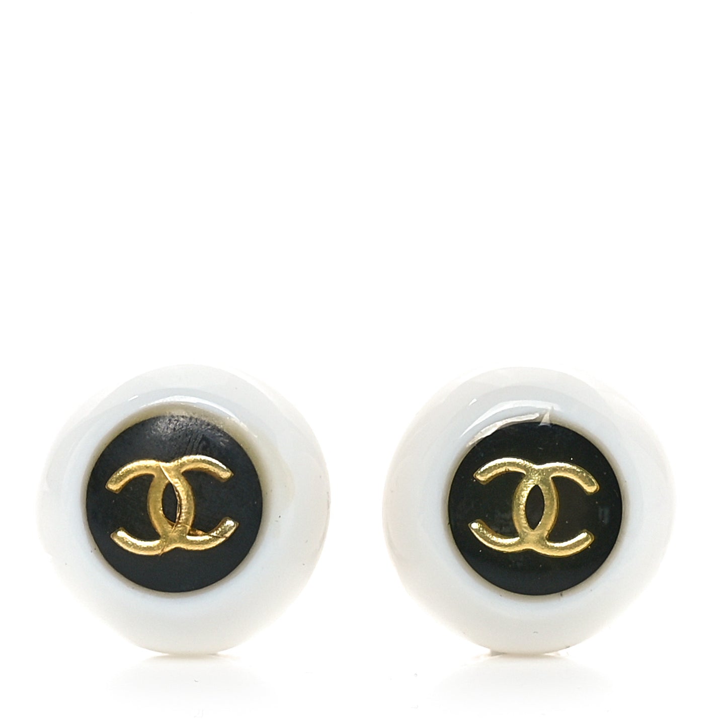 Enamel CC Clip On Earrings Black White