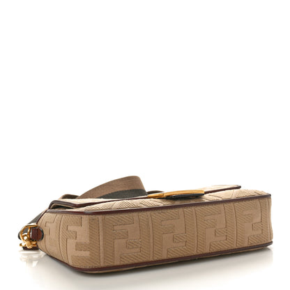 Fendi Canvas Vitello King Bi-Color Strap FF Embroidered Baguette Beige 4 of 10