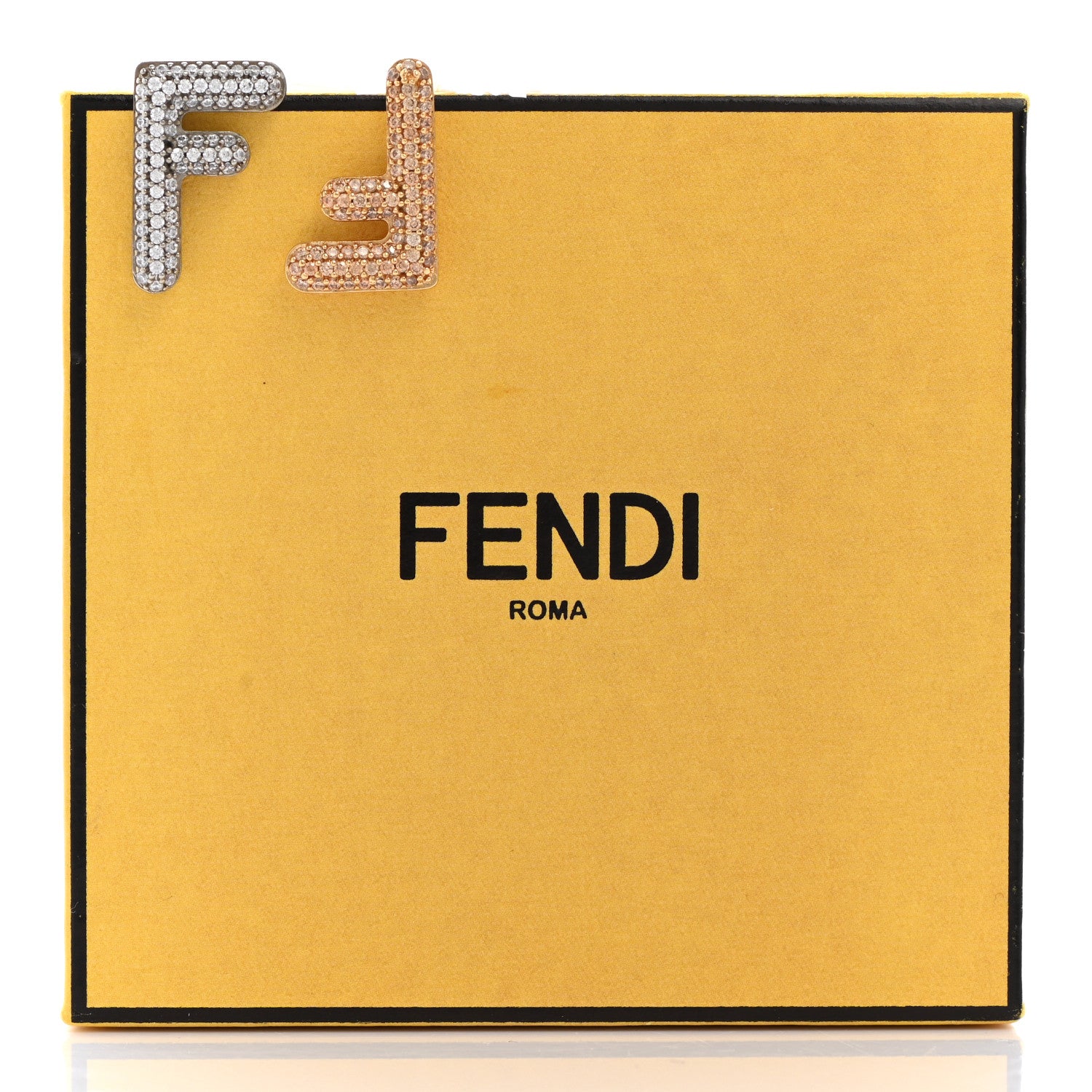 Fendi Metal Crystal FF Stud Earrings Gold Silver 5 of 5