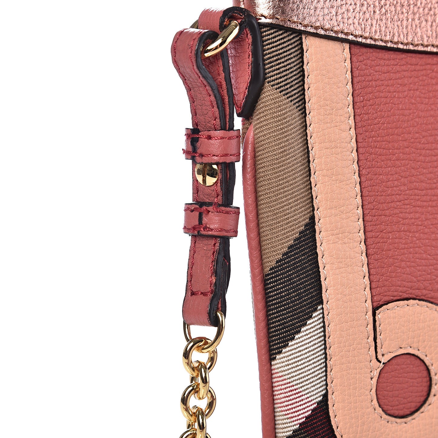 Metallic Derby House Check Peyton Crossbody Clutch Bag Blossom Pink