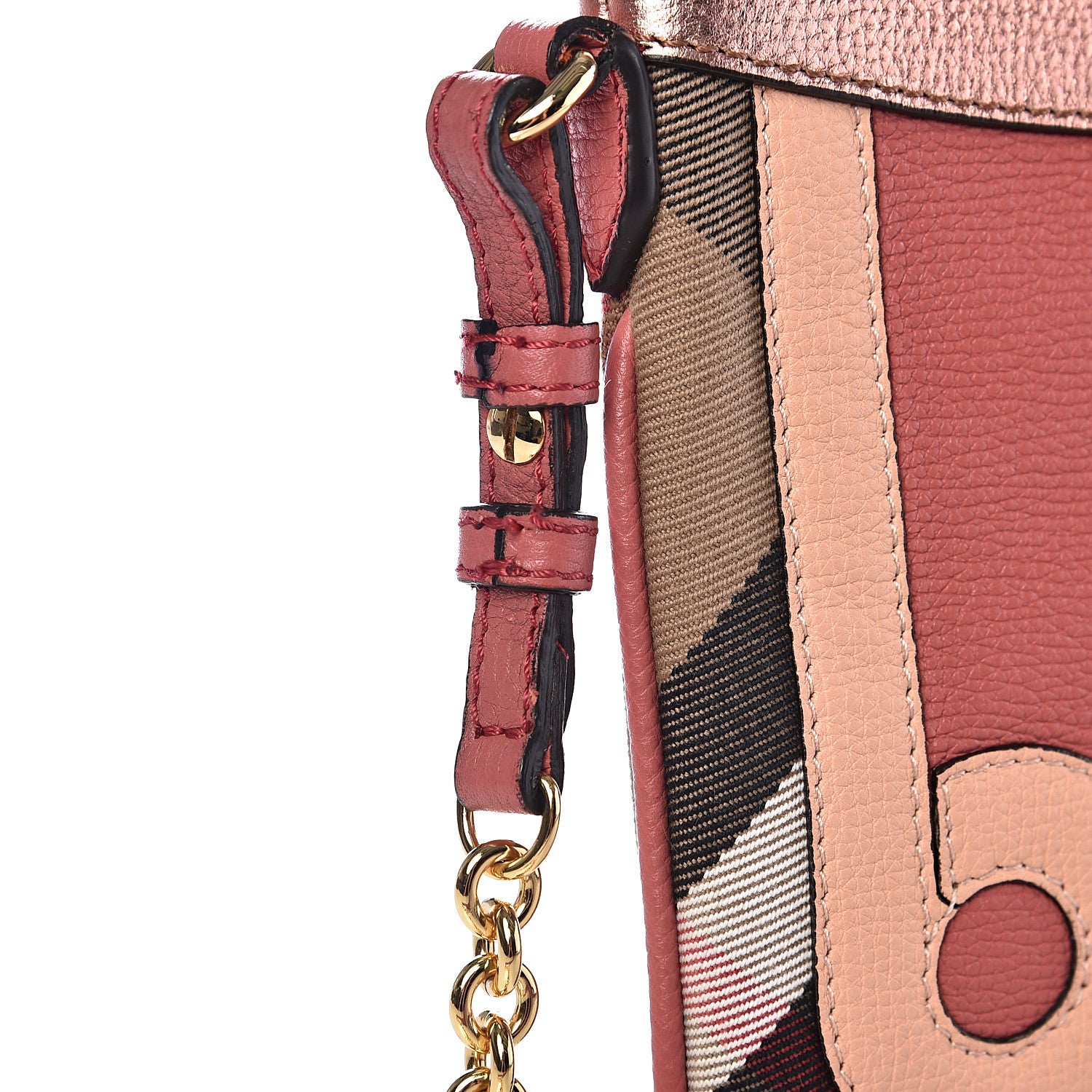 Burberry Metallic Derby House Check Peyton Crossbody Clutch Bag Blossom Pink 10 of 12