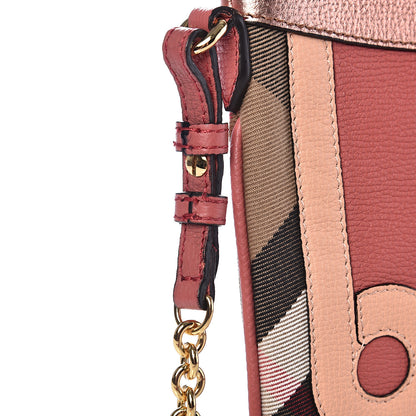 Burberry Metallic Derby House Check Peyton Crossbody Clutch Bag Blossom Pink 10 of 12