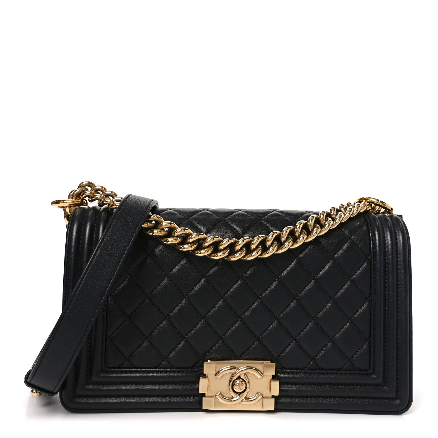 Chanel Lambskin Quilted Medium Boy Flap Black 1 of 10