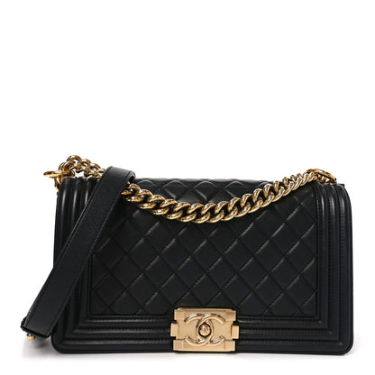 Chanel Lambskin Quilted Medium Boy Flap Black 1 of 10