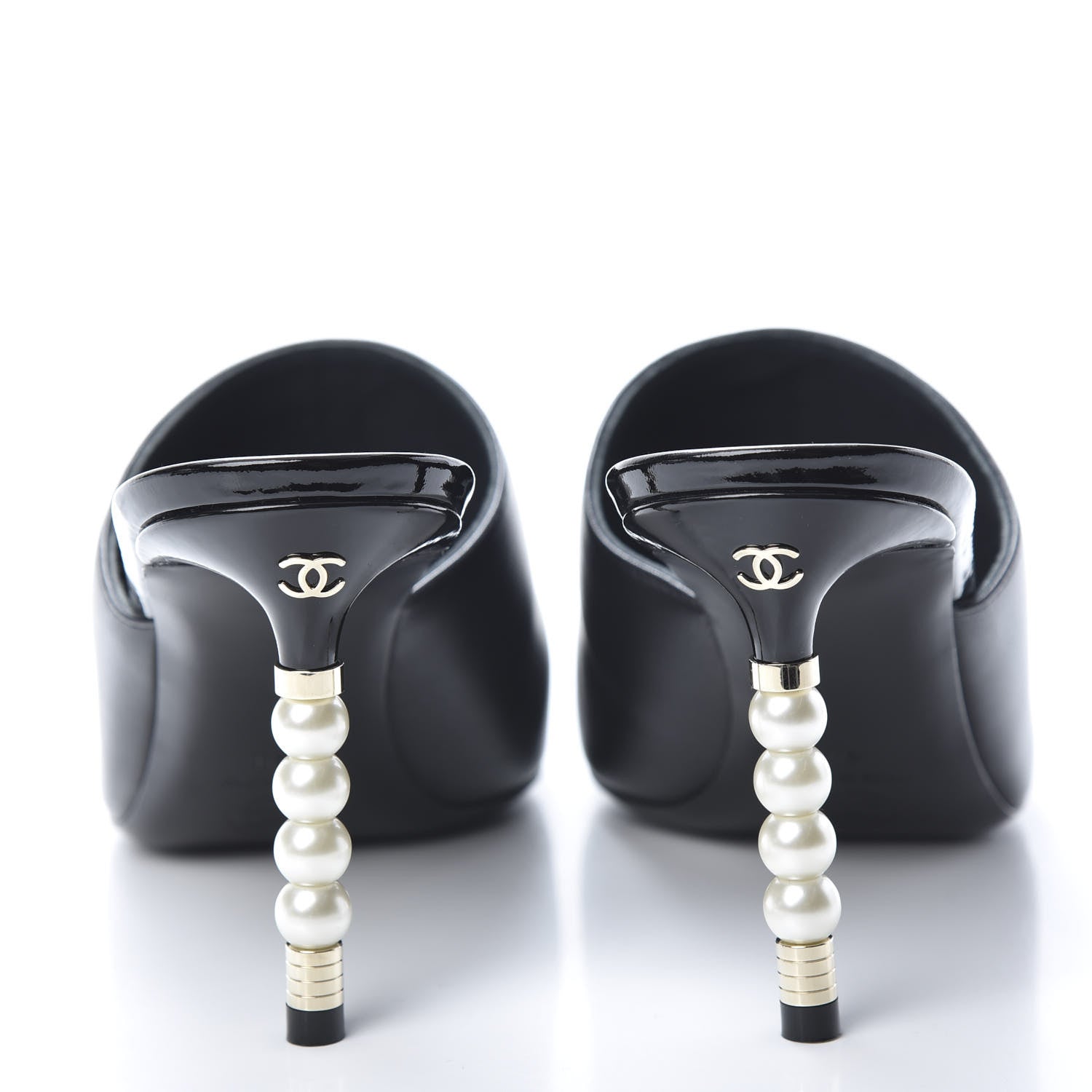 Chanel Lambskin Patent Calfskin Pearl Mules 40 Black 5 of 14